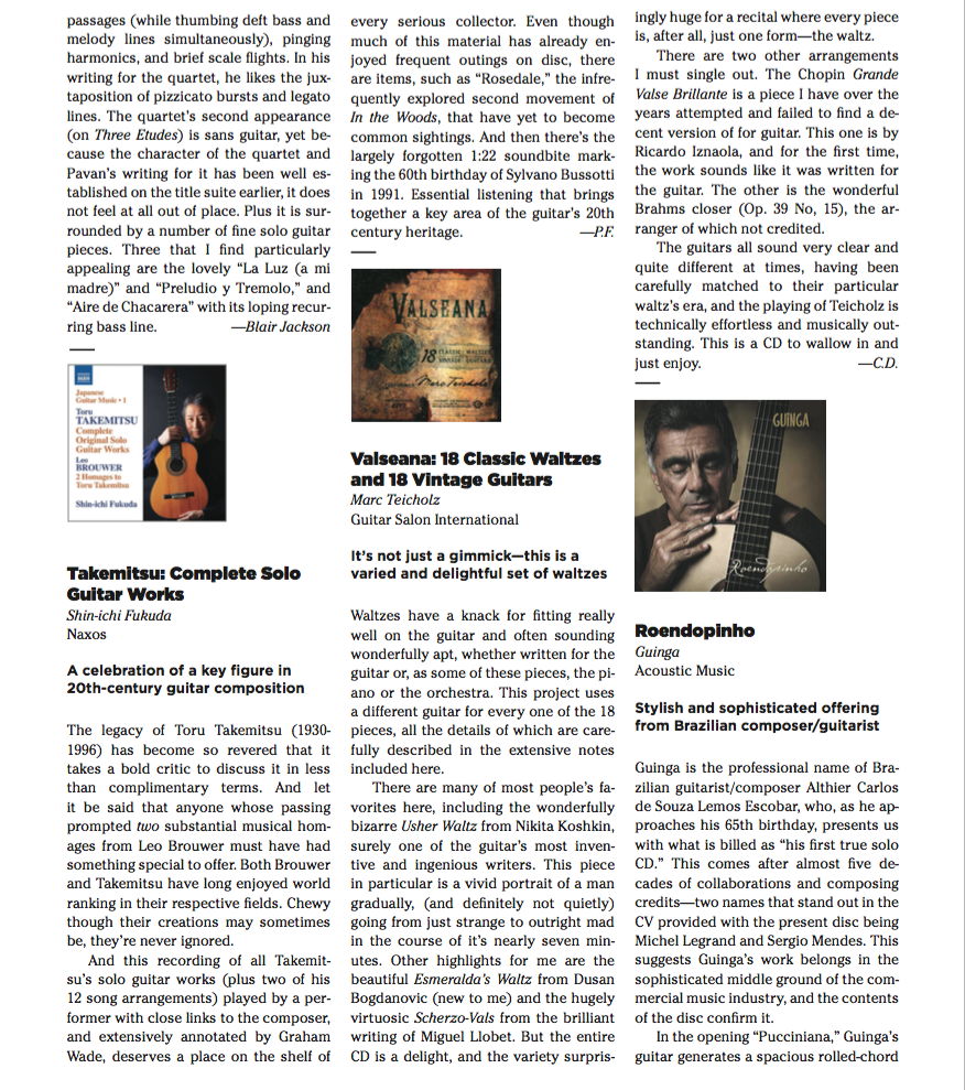 Valseana' Review in Classical Guitar Magazine